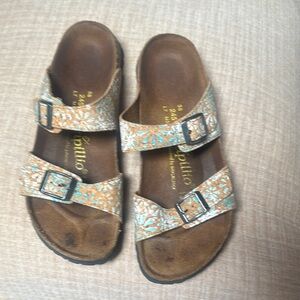 Blue and Brown Sandals with Adjustable Straps